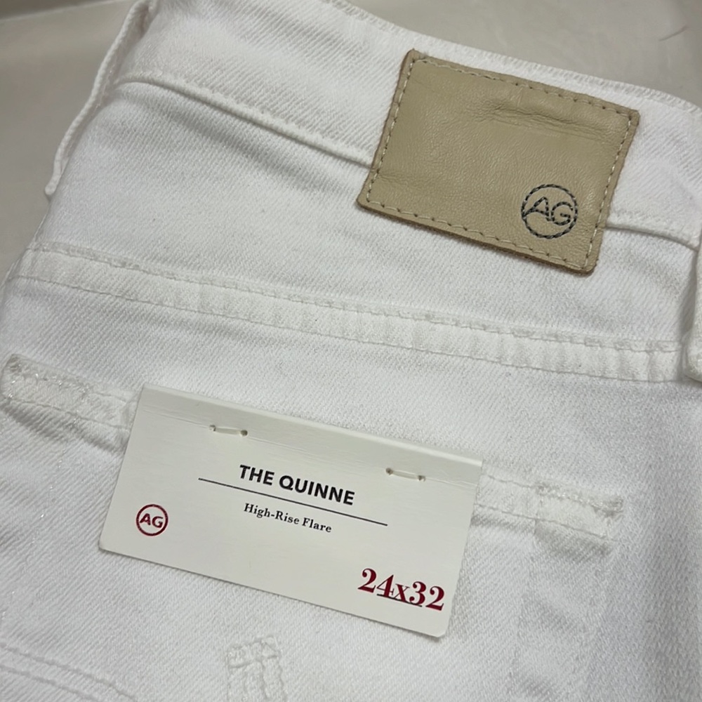 Ag new white high rise flare jean